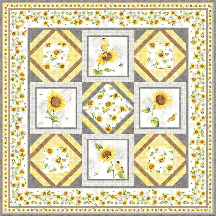 NEW! Sunflower Field - Flower Shadow Brown - Per Yard - by Sandy Lynam Clough for P&B Textiles - Sunflowers, summer, floral - SFIE-04787-Z