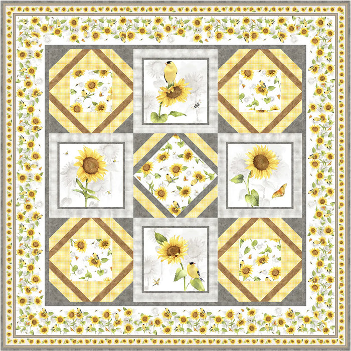 NEW! Sunflower Field - Large Block Panel - 36" x 43" - Per Panel - by Sandy Lynam Clough for P&B Textiles - Sunflowers, summer, floral - SFIE-04784-PA