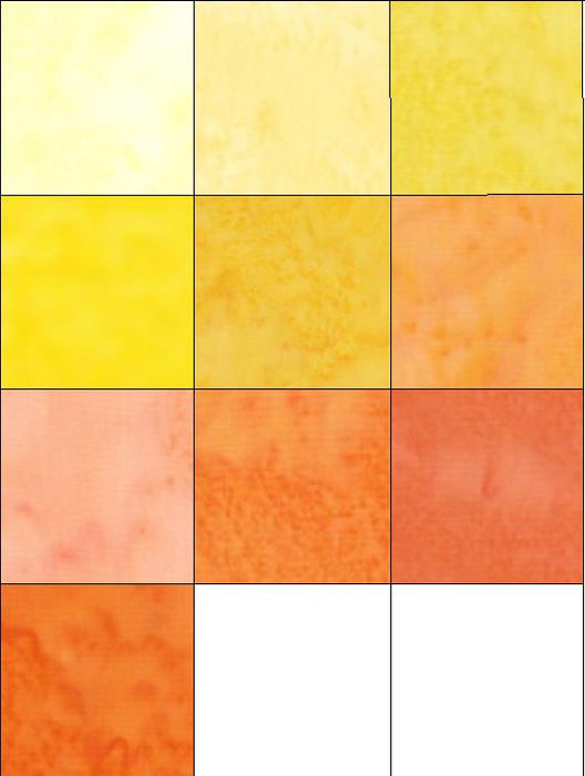 Lava Solid Batik PROMO Half Yard Bundle - SUNSHINE - (10) 18" x 43" pieces - Anthology - Batik Basics
