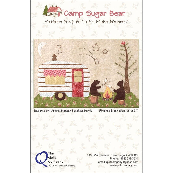 Camp Sugar Bear - Block of the Month Quilt PATTERN - 6 Pattern Set - Includes Accessory Fabric Packet - The Quilt Company - 6 Month BOM - THQCAMP100