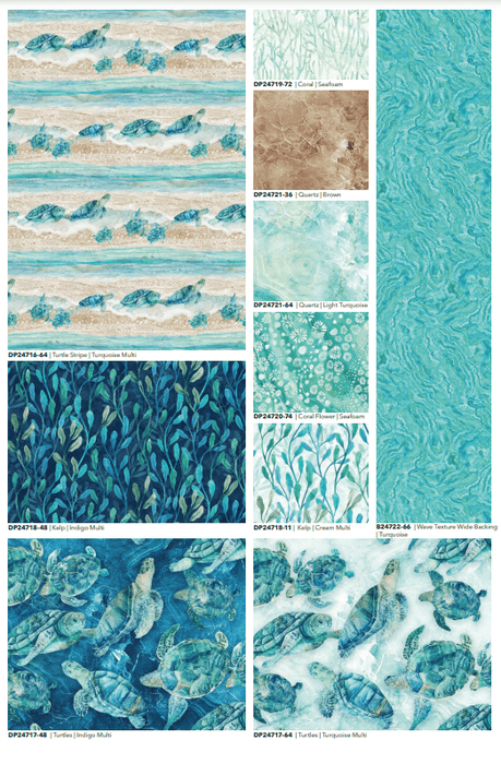 Turtle Beach - Border Fabric - Deborah Edwards and Melanie Samra for Northcott - Digital Print - Ocean, Turtle, and Beach Themed Prints - RebsFabStash