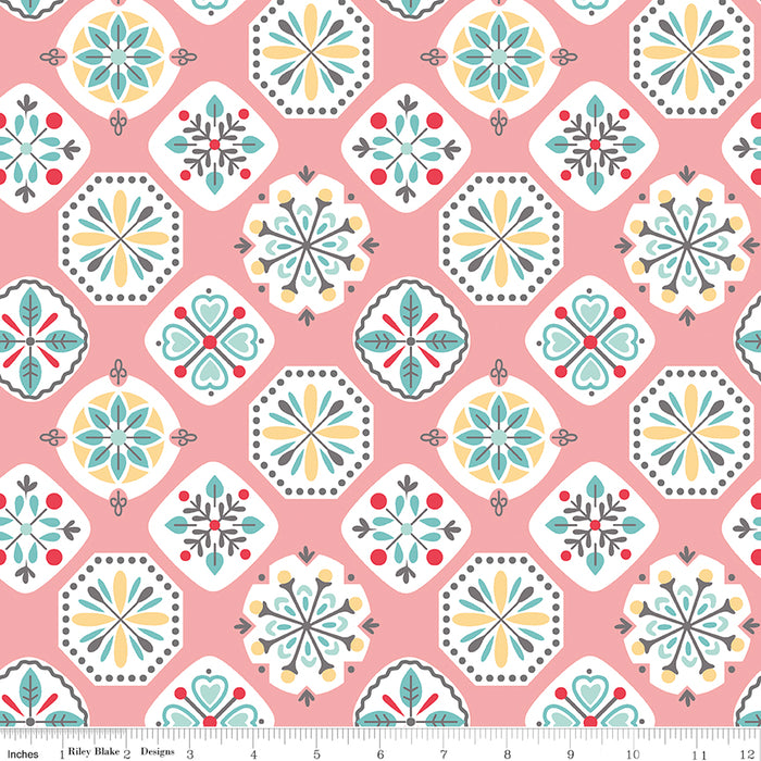 Stitch Fabric Collection by Lori Holt - Per Yard - Ditsy - Riley Blake Designs - C10931-CORAL