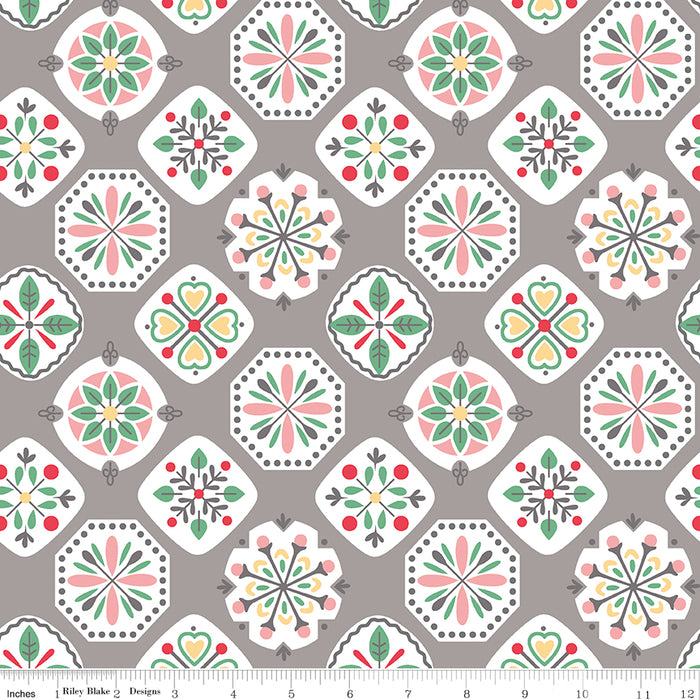 Stitch Fabric Collection Gray Medallion Print by Lori Holt from RebsFabStash
