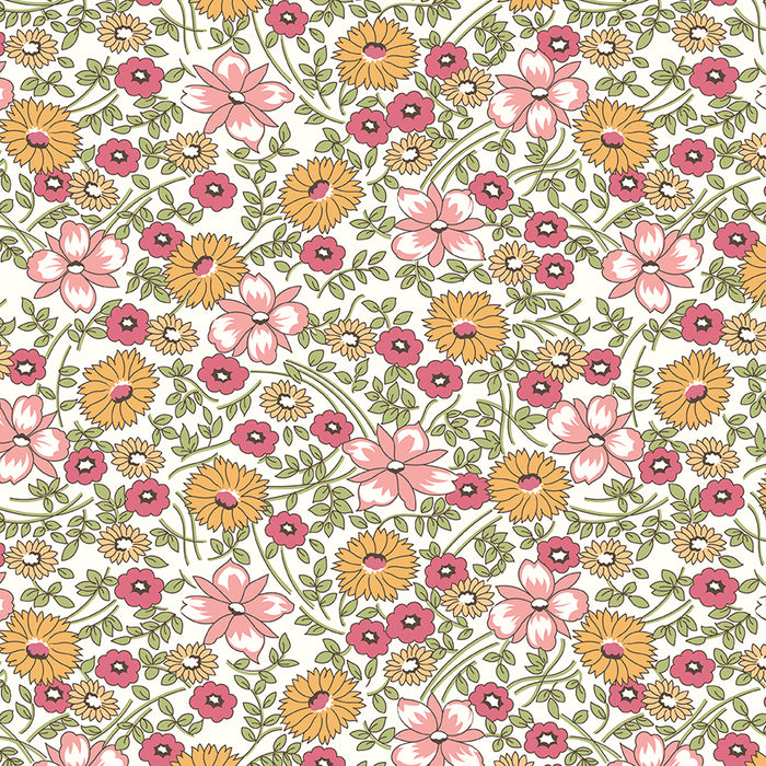 NEW! Wide Back Prairie Flower - Pink - Per Yard - Lori Holt - Bee in my Bonnet - Riley Blake - Basics - WB12324-PINK