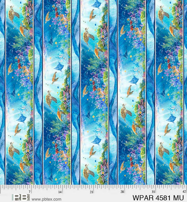 Weekend In Paradise - Block Panel - Per Panel - By Abraham Hunter for P&B Textiles - 24" x 43" PANEL - Ocean, Sea, Water - WPAR 4580 PA