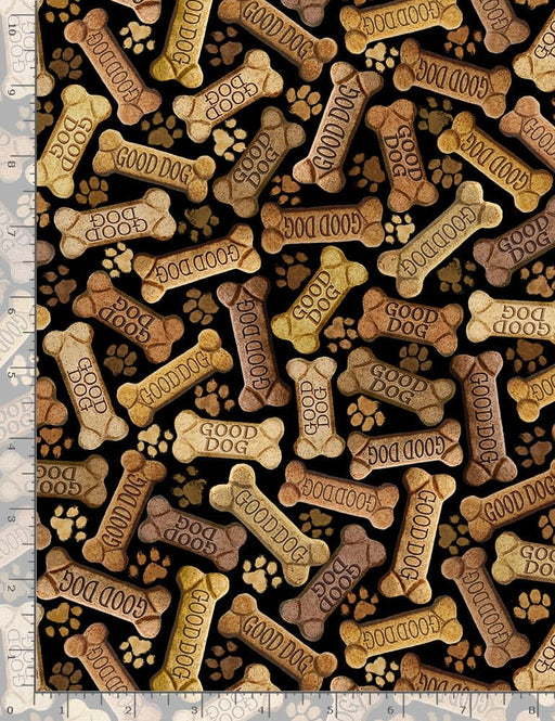 Softie - Tossed Dog Bones - per yard - Timeless Treasures - Like Minky or Cuddle - 58"/60" Wide - WSOFTIE-PD8555 BLACK-Cuddle/Minkie-RebsFabStash