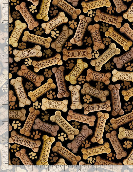 Softie - Tossed Dog Bones - per yard - Timeless Treasures - Like Minky or Cuddle - 58"/60" Wide - WSOFTIE-PD8555 BLACK-Cuddle/Minkie-RebsFabStash