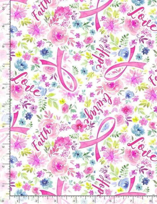 Softie - Pink Ribbon Floral - per yard - Dear Stella - Like Minky or Cuddle - 58"/60" Wide - WSOFTIEE-PD7197 PINK