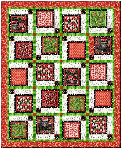 Watermelon Party - Watermelon Triangles White - per yard - Timeless Treasures - Fruit, Watermelon, Gnomes - FRUIT-CD1923-WHITE