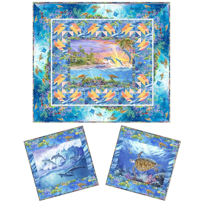 Weekend In Paradise - Seaside Escape Quilt & Pillows - Quilt KIT - By Stacey Day for P&B Textiles - Fabric by Abraham Hunter - Ocean, Water-Quilt Kits & PODS-RebsFabStash