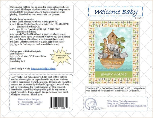 NEW! Welcome Baby - Quilt PATTERN - by Phoebe Moon Designs - Features Baby Safari Fabrics by Deborah Edwards for Northcott-Patterns-RebsFabStash