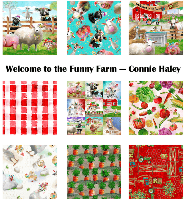 NEW! Welcome To The Funny Farm - Farm Squad 23" Panel - Per PANEL - by Connie Haley - 3 Wishes - Digital Print! - Multi - 18727-PNL