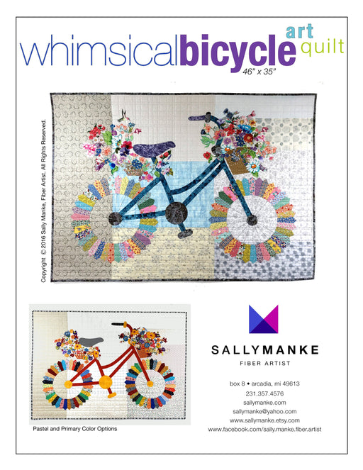 Whimsical Bicycle - PATTERN - Floral Bicycle Collage - Quilt Pattern by Sally Manke - Fiber Art-Patterns-RebsFabStash