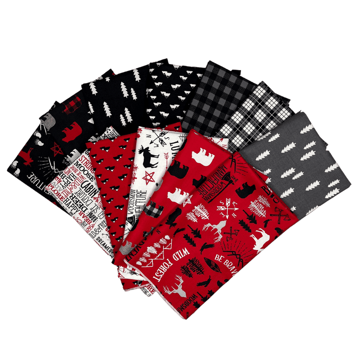 Wild at Heart - PROMO Fat Quarter Bundle - (12) 18" x 22" pieces - by Lori Whitlock for Riley Blake Designs - Red, White, & Black - RebsFabStash