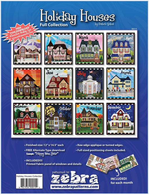 Holiday Houses Full Collection - January through December - designed by Debra Gabel - Zebra Patterns-Patterns-RebsFabStash