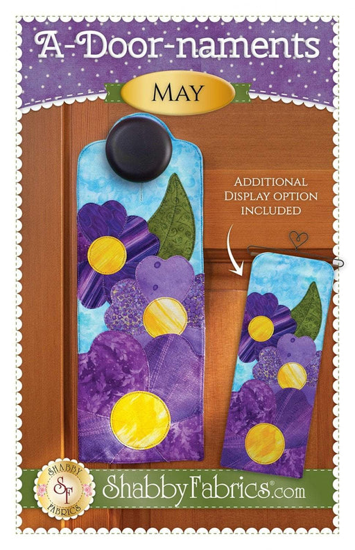A- Door - naments MAY - Pattern - by Shabby Fabrics - Floral, flowers, purple - Door hanging, knob hanging - RebsFabStash