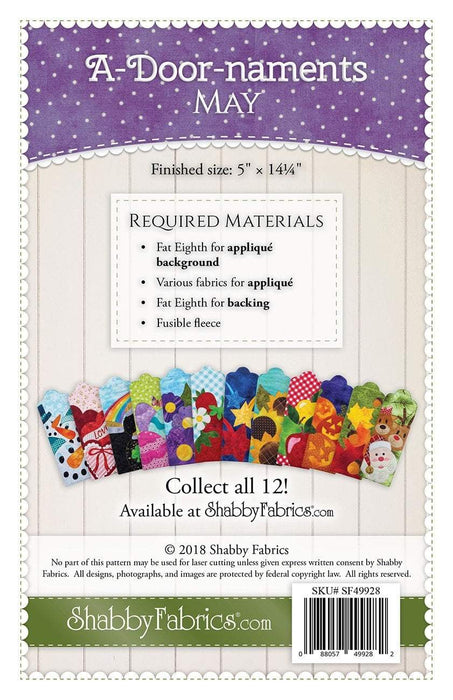 A- Door - naments MAY - Pattern - by Shabby Fabrics - Floral, flowers, purple - Door hanging, knob hanging - RebsFabStash