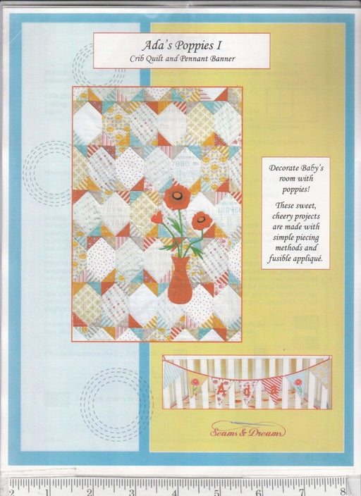 Ada's Poppies - Pattern - Crib Quilt and Pennant Banner - RebsFabStash