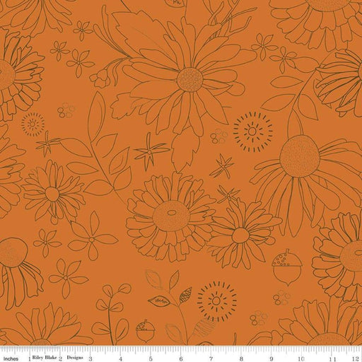 Adel In Autumn - Large tossed flowers - 108" Wide back - REMNANT - by Sandy Gervais for Riley Blake Designs - Fall - WB10831-CREAM - RebsFabStash