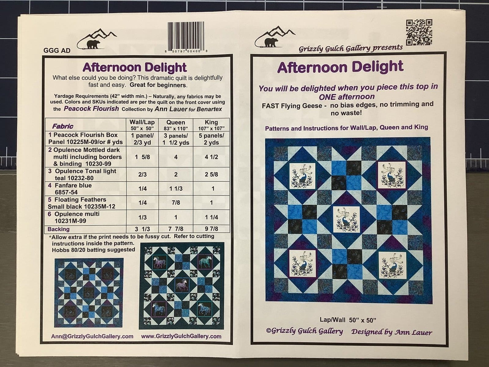 Afternoon Delight Quilt KIT Features Peacock Flourish Ann Lauer