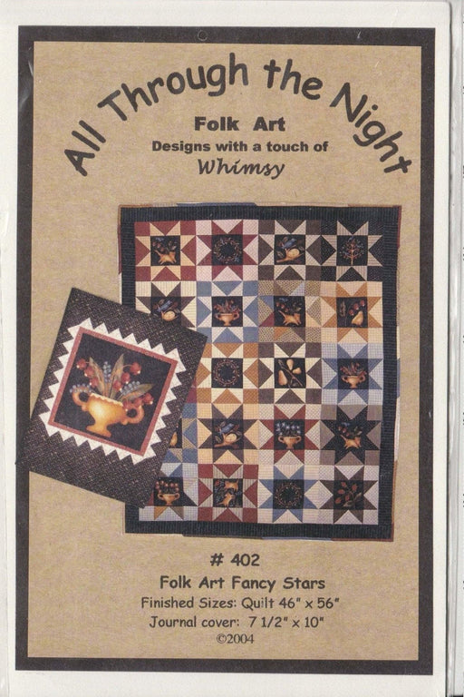 All Through the Night - Folk Art - Designs with a touch of Whimsy - Folk Art Fancy Stars #402, flannel or wool applique pattern - RebsFabStash