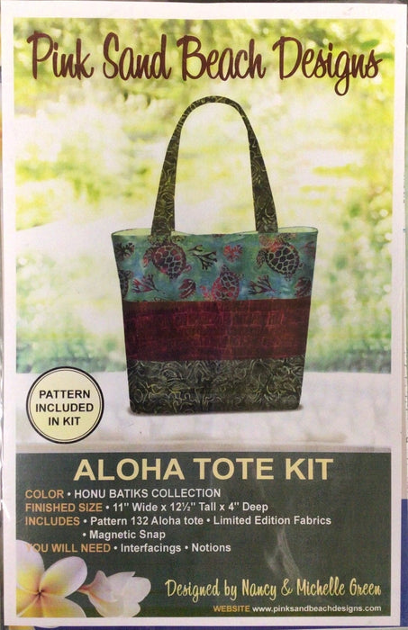 Aloha Tote Kit - Tote Bag KIT - Pink Sand Beach Designs - Nancy & Michelle Green - Batiks - HONU Batiks Collection - RebsFabStash