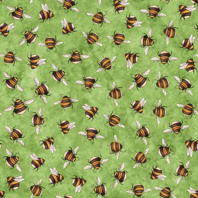 Bee Print on Green Fabric by Dan Morris for QT Fabrics at RebsFabStash