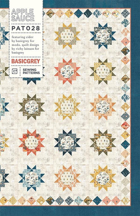 Applesauce - Quilt PATTERN- by Richy Lainson for Basic Grey - MODA - Features Cider by BasicGrey for Moda - Fat Eighth Friendly - RebsFabStash