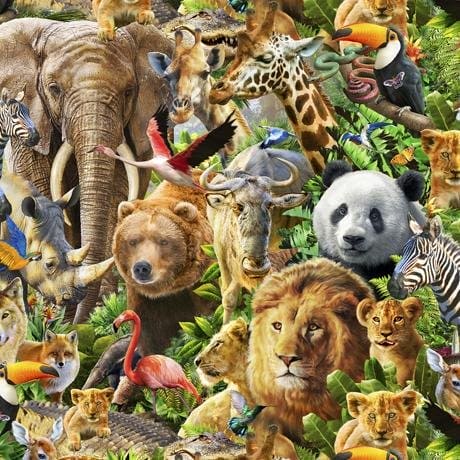 Artworks XIV - Packed Animals - per yard - Digital Print - Art by Adrian Chesterman - Quilting Treasures - 27519-X Multi - RebsFabStash