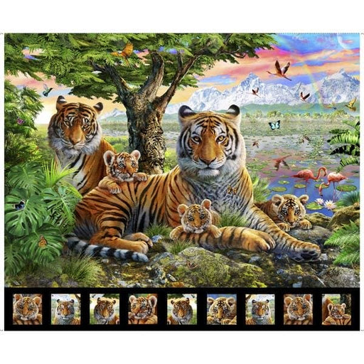 Artworks XIV - Tiger Panel - per PANEL - 36" x 43" - Digital Print - Art by Adrian Chesterman - Quilting Treasures - 27518-X Multi - RebsFabStash