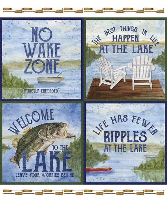 At The Lake - Border Stripe - Blue - per yard - by Tara Reed - for Riley Blake Designs - Outdoors, Fishing - Border Print - C10555-BLUE - RebsFabStash