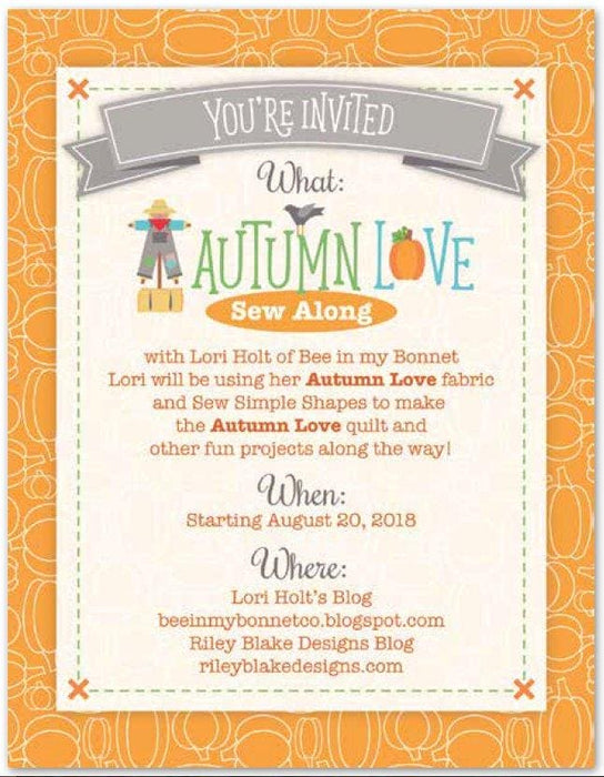 Autumn Love by Lori Holt -per yard -Riley Blake - Autumn Love Sew Along Begins August 20! Blue Sunflowers, dot, circle 7370 - RebsFabStash