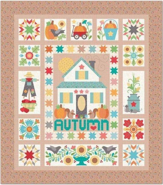 Autumn Love by Lori Holt -per yard -Riley Blake - Autumn Love Sew Along Begins August 20! Blue Sunflowers, dot, circle 7370 - RebsFabStash