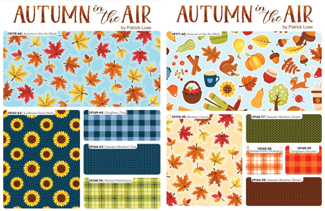 NEW! Autumn in the Air - Blustery - Per Yard - by Patrick Lose for Northcott - Leaves, leaf - Sunny - 10170-30