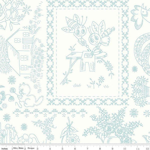 AVAILABLE NOW!! Lori Holt Granny Chic Wide Back Fabrics - per yard - Bee Backings - Riley Blake - blue on White - RebsFabStash