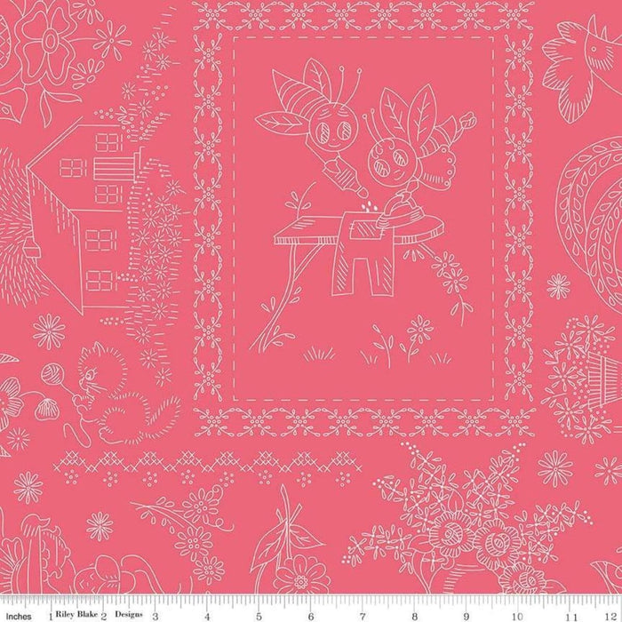 Lori Holt Granny Chic Wide Back Fabrics Bee Backings Red on White at RebsFabStash