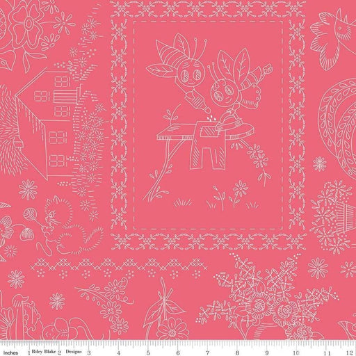 AVAILABLE NOW!! Lori Holt Granny Chic Wide Back Fabrics - per yard - Bee Backings - Riley Blake - White on Pink C8527 - RebsFabStash