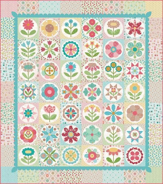 AVAILABLE NOW!! Lori Holt Granny Chic Wide Back Fabrics -REMNANT PIECES - Bee Backings - Riley Blake - Blue on White C8527 - RebsFabStash