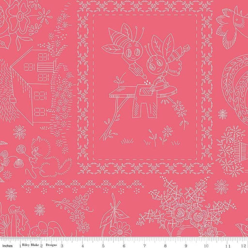 AVAILABLE NOW!! Lori Holt Granny Chic Wide Back Fabrics - REMNANT PIECES - Bee Backings - Riley Blake - White on Pink C8527 - RebsFabStash