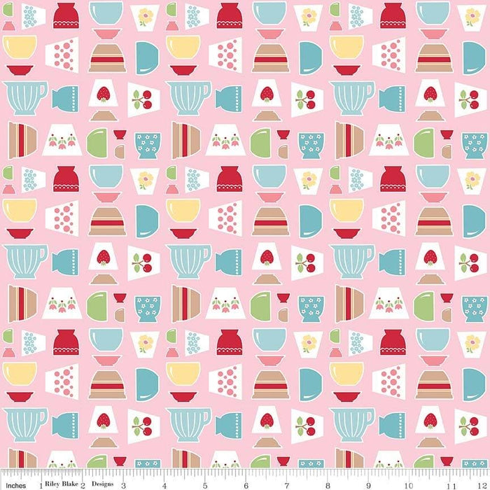 Bake Sale 2 Sew Simple Shapes Pink Fabric by Lori Holt at RebsFabStash
