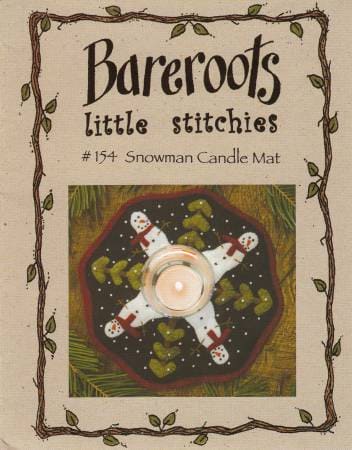 Bareroots - Little Stitchies - #154 Snowman Candle Mat - Wool Felt Mini PATTERN - by Barri Sue Gaudet - BR154 - RebsFabStash