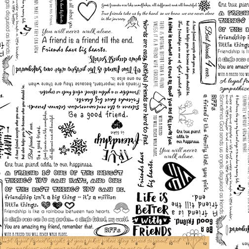 Be Mindful - 108" WIDE BACK - REMNANT - Friendship - Home by Windham Fabrics - White - 51033-1 - RebsFabStash