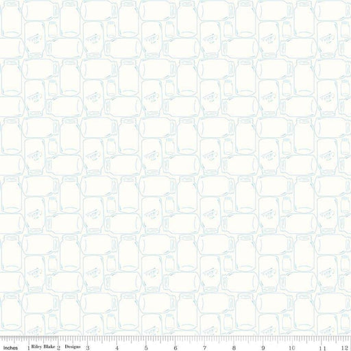 Bee Backgrounds - Aqua Canning Jar - Per Yard - by Lori Holt - Riley Blake designs - Basic, Background, Low Volume - C6385-Aqua - RebsFabStash