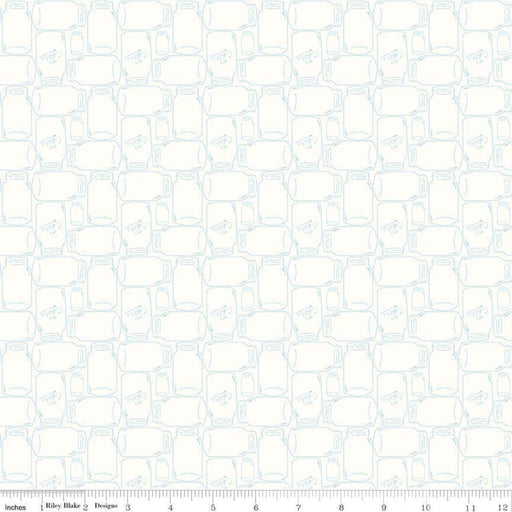 Bee Backgrounds - Aqua Canning Jar - Per Yard - by Lori Holt - Riley Blake designs - Basic, Background, Low Volume - C6385-Aqua - RebsFabStash
