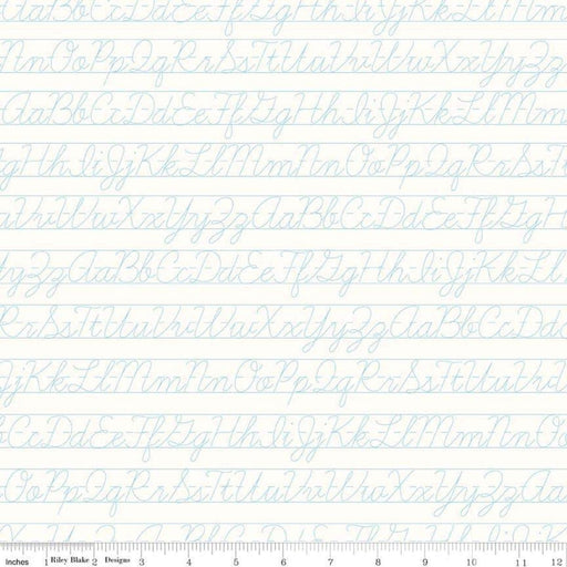 Bee Backgrounds - Aqua Penmanship - Per Yard - by Lori Holt - Riley Blake designs - Basic, Background, Low Volume - C6388-Aqua - RebsFabStash