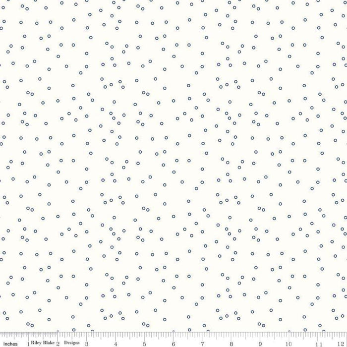 Bee Backgrounds - Blue Tiny Circles - Per Yard - by Lori Holt - Riley Blake designs - Basic, Background, Low Volume - C6384-Blue - RebsFabStash