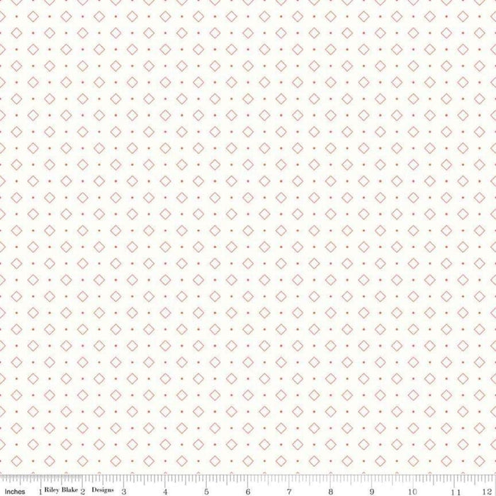Bee Backgrounds - Coral Diamond - Per Yard - by Lori Holt - Riley Blake designs - Basic, Background, Low Volume - C6386-Coral - RebsFabStash