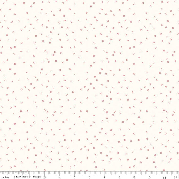 Bee Backgrounds - Coral Tiny Circles - Per Yard - by Lori Holt - Riley Blake designs - Basic, Background, Low Volume - C6384-Coral - RebsFabStash
