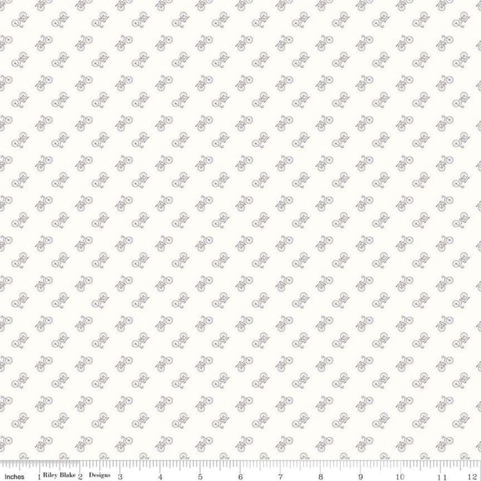 Bee Backgrounds - Gray Bicycles - Per Yard - by Lori Holt - Riley Blake designs - Basic, Background, Low Volume - C6389-Gray - RebsFabStash
