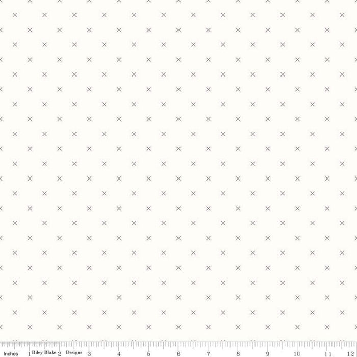 Bee Backgrounds - Gray Cross Stitch - Per Yard - by Lori Holt - Riley Blake designs - Basic, Background, Low Volume - C6381-Gray - RebsFabStash